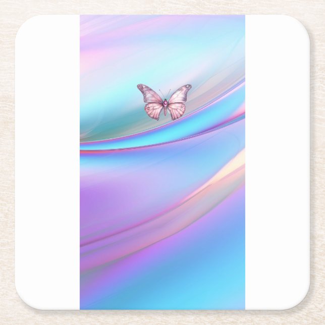 Modern opalescent Rosa Butterfly Papper Underlägg (Framsidan)