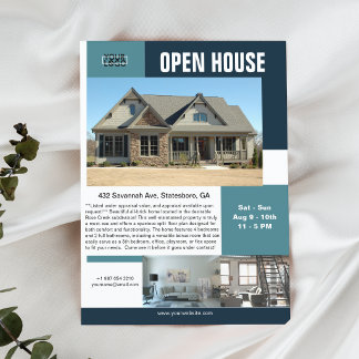 Modern Open House 3 Foto Teal Anpassningsbar Flygblad