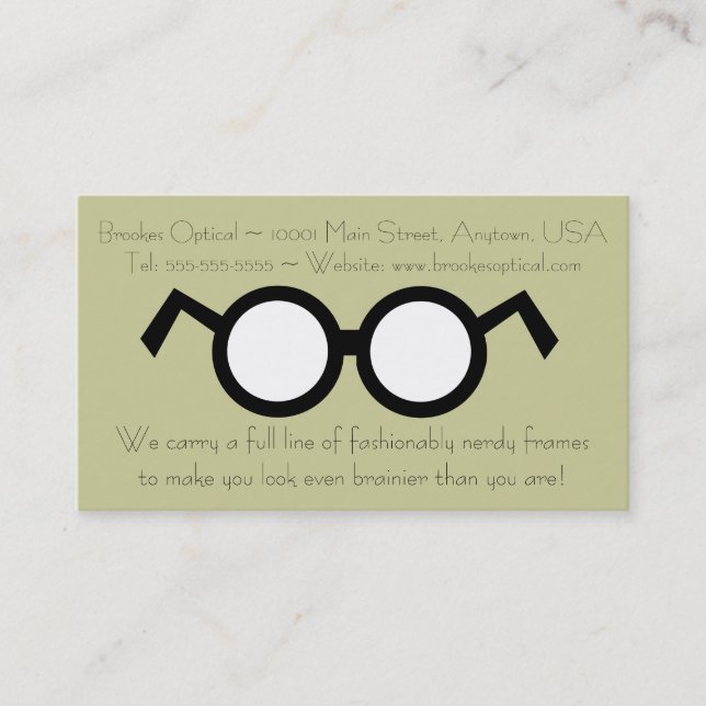 Modern Optometrist Nerdy Round Black Glasses Visitkort (Framsida)