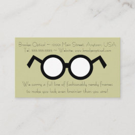 Modern Optometrist Nerdy Round Black Glasses Visitkort