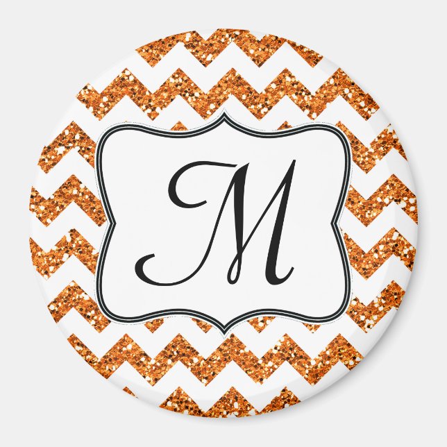 Modern Oran Glitte Chevron Monogram Initial Magnet (Framsidan)