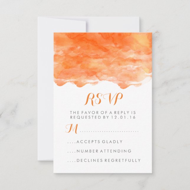 Modern Orange Akvarell | Bröllops RSVP OSA Kort (Framsida)