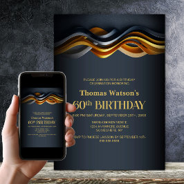 Modern Orange and Grey 60th Birthday Party Inbjudningar