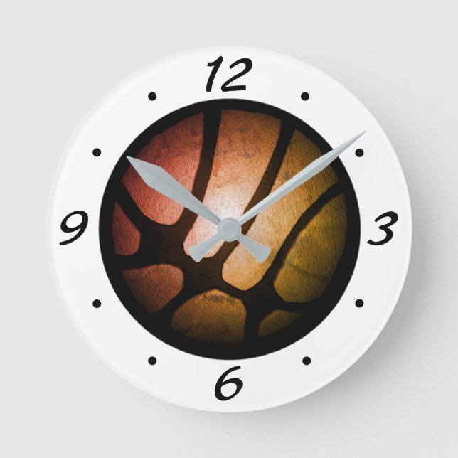 Modern Orange Basketball Boll Round Clock Rund Klocka (Framsida)