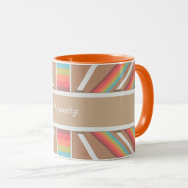 Modern Orange & Beige Aztec Mönster personalize Mugg