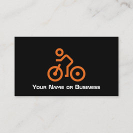 Modern Orange Bike Symbol på svart cykelcyklist Visitkort