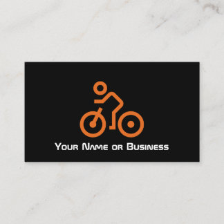 Modern Orange Bike Symbol på svart cykelcyklist Visitkort