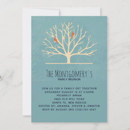 Modern Orange Birds i en stor familjeåterförening Inbjudningar