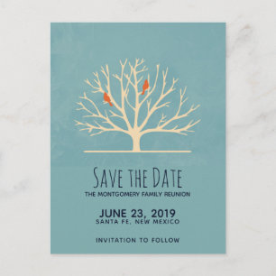 Modern Orange Birds i en stor familjeåterförening  Vykort