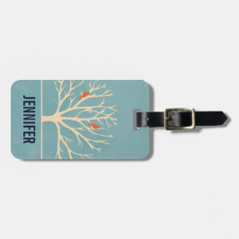 Modern Orange Birds in a Large Träd Illustration Bagagebricka