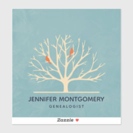 Modern Orange Birds in a Large Träd Illustration Klistermärken