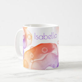Modern Orange Bläck Lila NAMN Colorful Roligt Kaffemugg