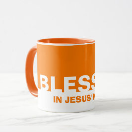 Modern Orange BLESSED i Jesus Namn Mugg