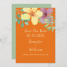 Modern Orange Blommigt Bröllop