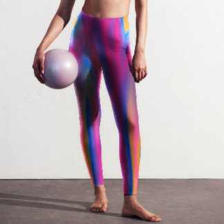 Modern Orange Blue Lila Tie Tryckt Leggings