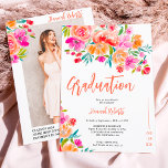 Modern orange Boho blommigt studenten Inbjudningar<br><div class="desc">Boho orange blommigt studenten öppna husinbjudan med söt handmålad orange,  rosa och gula blommor vattenfärgad illustration med ett modernt elegant-skript med bohemisk grönt löv. Perfekt för Vår,  sommarträdgård utomhus party</div>