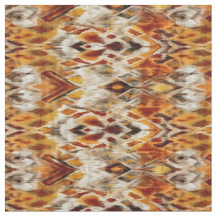 Modern Orange Boho Tribal Ikat Mönster Tyg