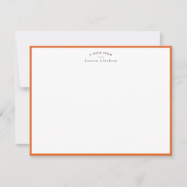 Modern Orange Border Personalized Note Card Inbjudningar (Framsida)