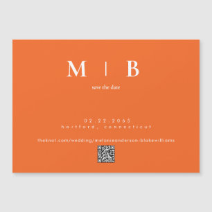 Modern Orange Bröllop spara datum Magnetisk Inbjudningskort