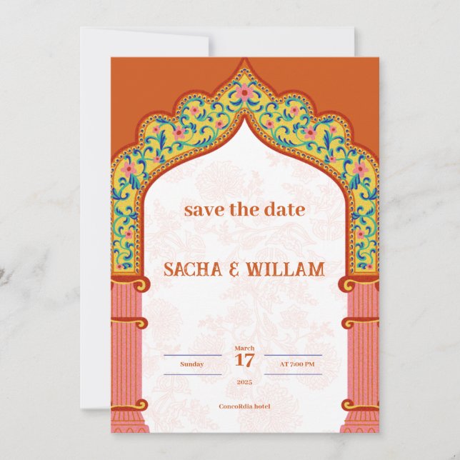 Modern Orange bröllopsinbjudan Inbjudningar (Framsida)