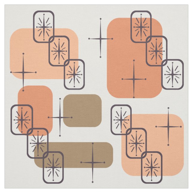 Modern Orange Brown i mitten av århundradet Tyg (Provkarta)