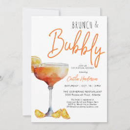Modern Orange Brunch och Bubly Möhippa Inbjudningar