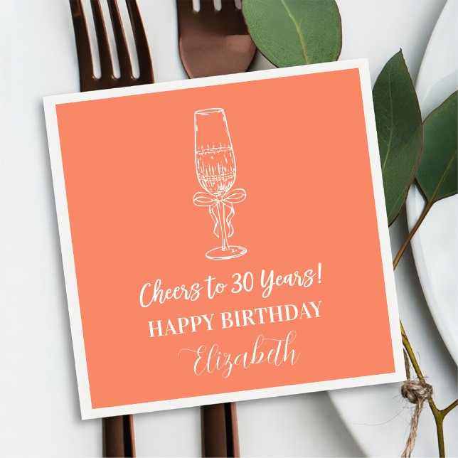 Modern Orange Cheers till 30 år Napkin Pappersservett (Skapare uppladdad)