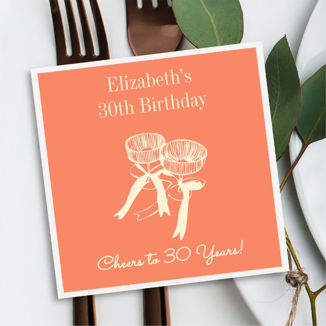 Modern Orange Cheers till 30 år Napkin Pappersservett (Skapare uppladdad)