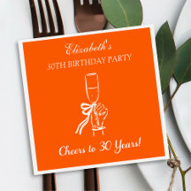 Modern Orange Cheers till 30 år Napkin