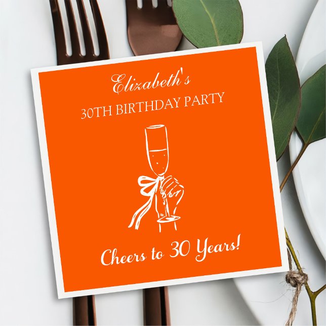 Modern Orange Cheers till 30 år Napkin Pappersservett (Skapare uppladdad)