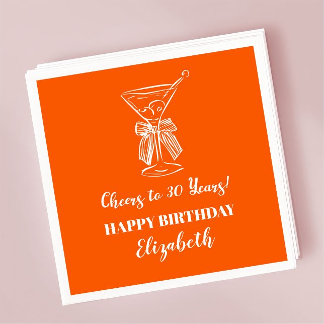 Modern Orange Cheers till 30 år Napkin Pappersservett (Skapare uppladdad)