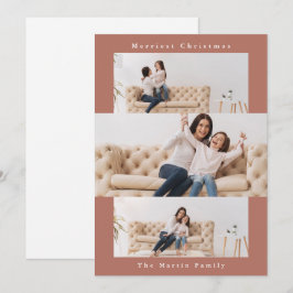 Modern Orange Collage med tre foton Julkort