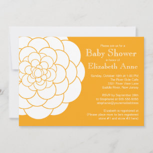 Modern Orange Dahlia Bloom Blommigt Baby Shower Inbjudningar