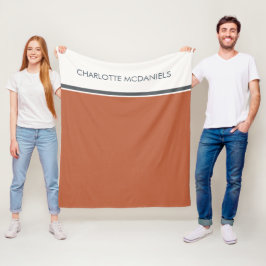 Modern Orange Enkel Personlig Namn Fleecefilt