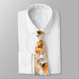 Modern Orange Fall Trendy Floral Neck Tie Slips