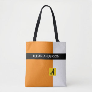 Modern Orange Färgbockad Monogram Tygkasse