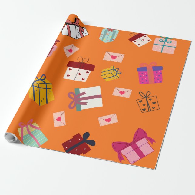 Modern orange födelsedag presentpapper (Utrullad)