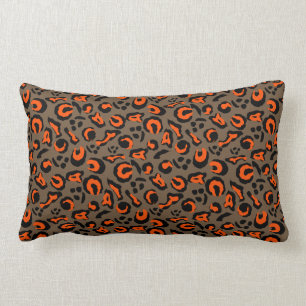 Modern Orange för djurskinn Brown Mix Leopard Skr Lumbarkudde