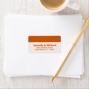 Modern Orange för minimalistisk förbränning Adressetikett