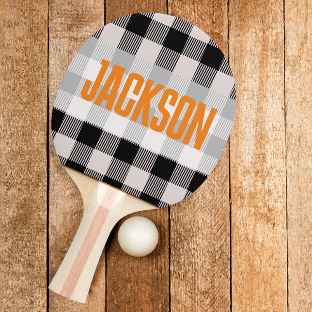 Modern Orange för svart och vitt Mönster Pingisracket (modern ping pong paddle)