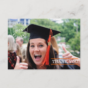 Modern orange för tack   för frimärkefotostudenten kort