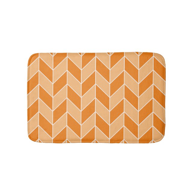 Modern Orange från hösten Peach Herringbone Mönste Badrumsmatta (Framsidan)