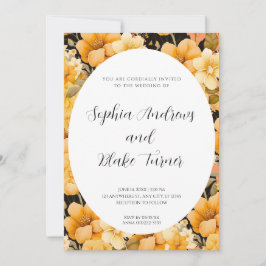 Modern Orange Garden-Blommigten Bröllop Inbjudningar