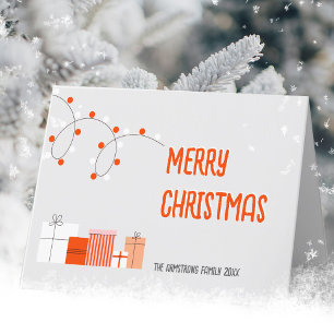 Modern Orange Gift God jul Illustration Helgkort
