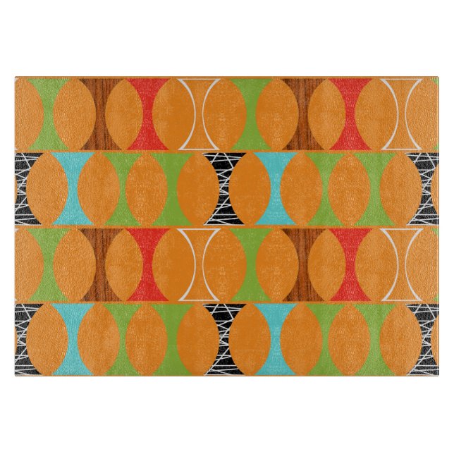 Modern orange Glass skärbräda för mitt- århundrade (Framsidan)