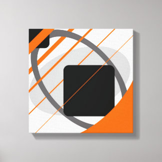 Modern Orange Grå Svart Off White Lindad Canvas