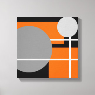 Modern Orange Grå Svart Vit - Lindad Canvas