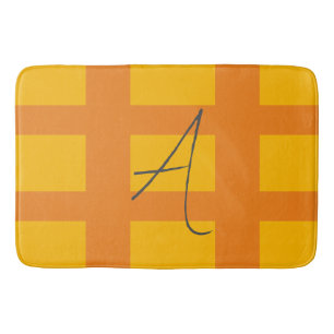 Modern Orange Gult Färg Monogram Namn - första bör Badrumsmatta