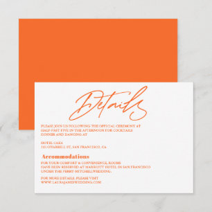 Modern Orange hett - färgat bröllop-hölje OSA Kort