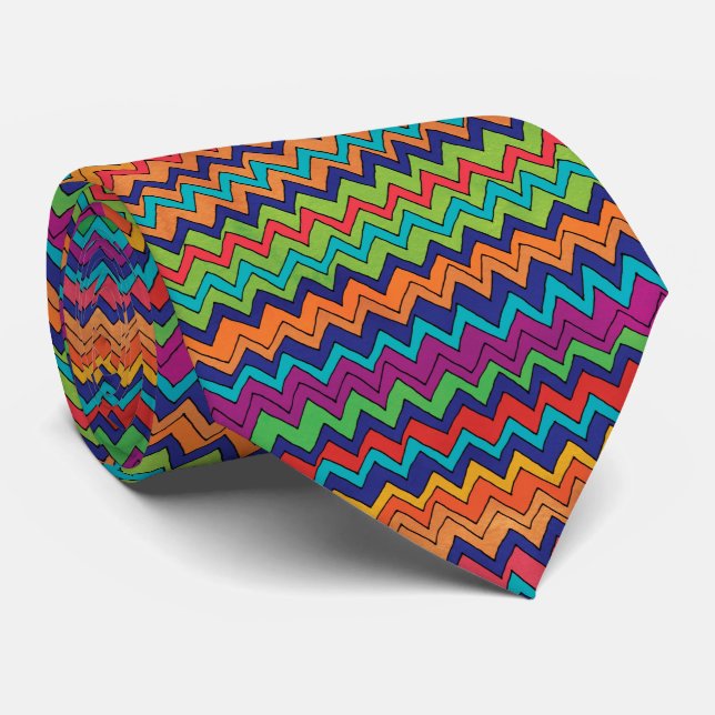 Modern Orange Lila Blue Grönt Chevron Mönster Slips (Rullad)